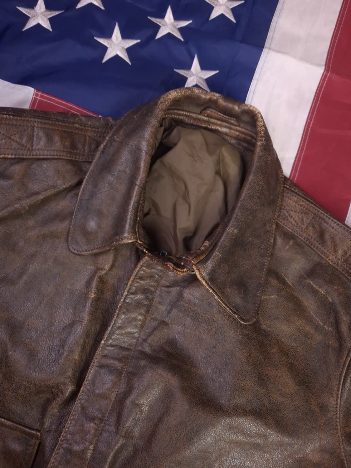 90's 미국제조 리얼레더 A-2 항공자켓 상품이미지2