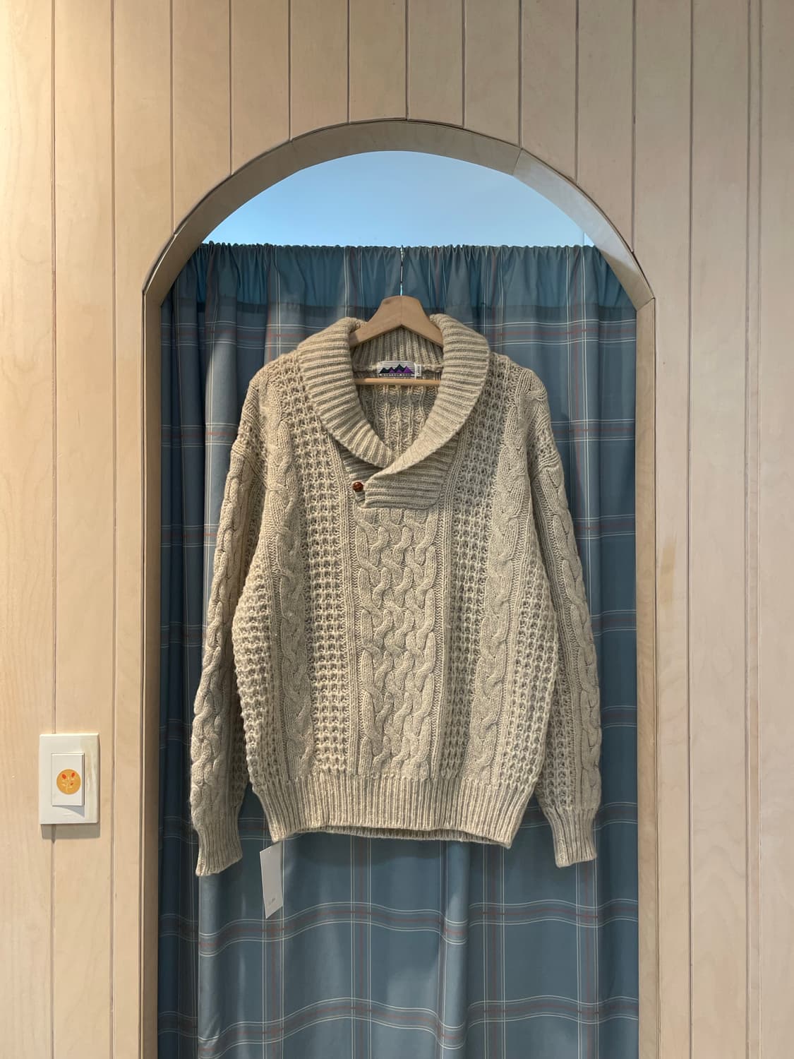 일본빈티지 카라버튼 케이블니트 상품이미지1