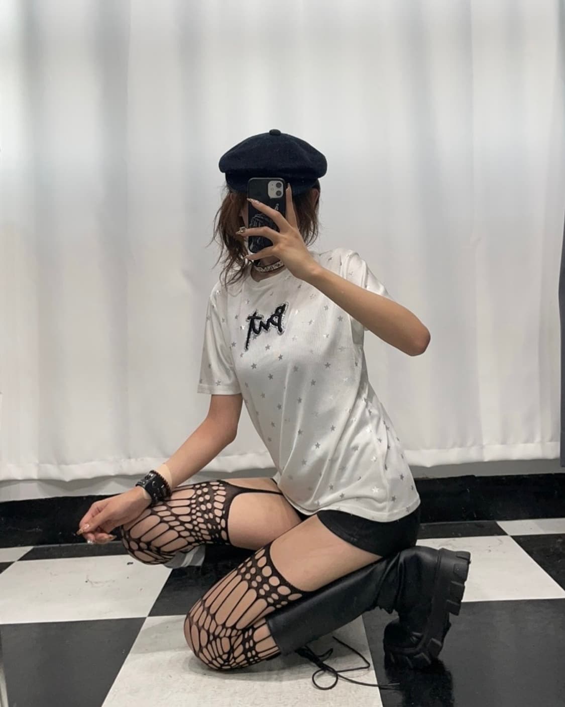 🎸화이트 스타 프린팅 티셔츠🎸 상품이미지1