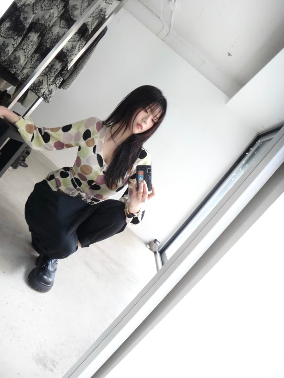 Color dot strap cardigan 상품이미지7