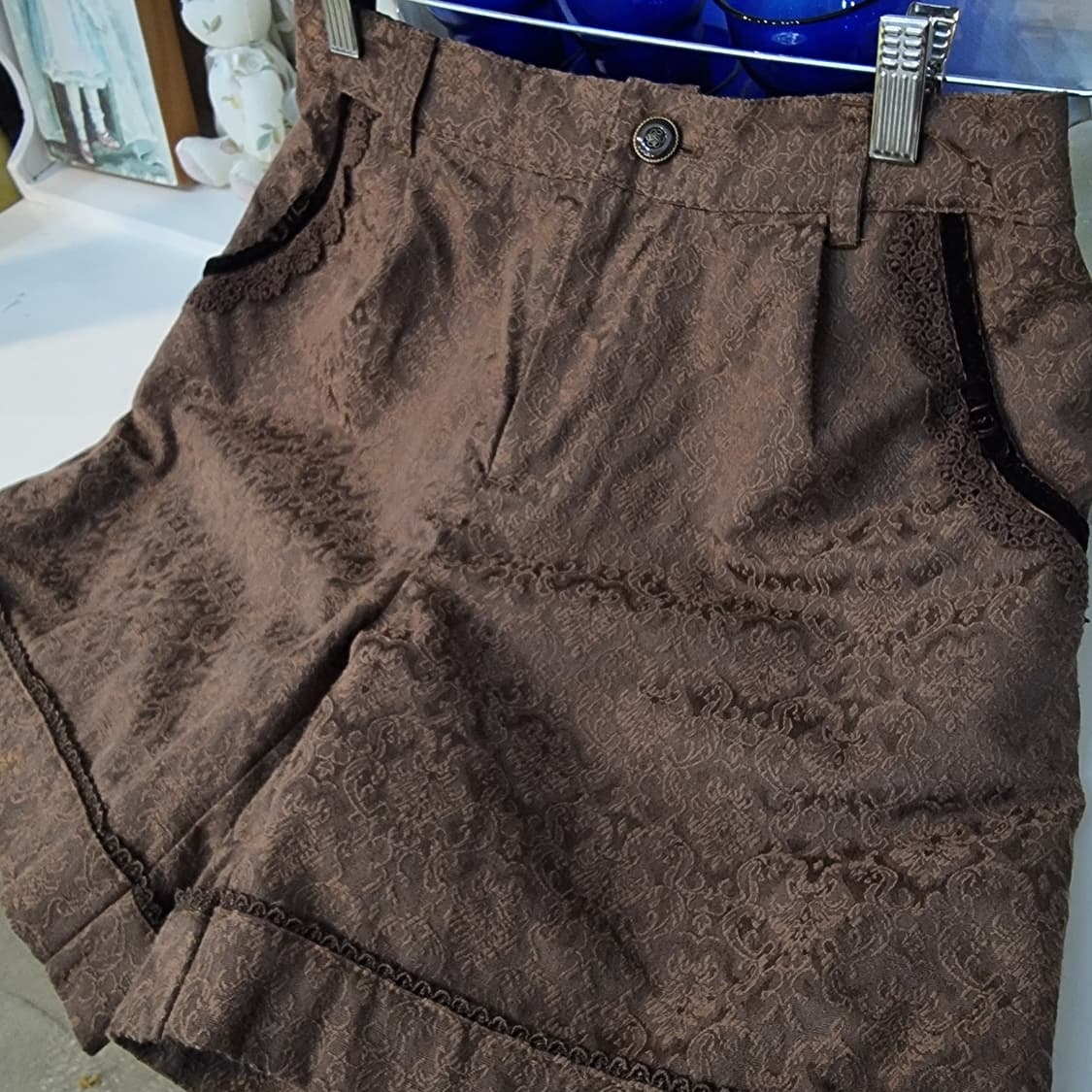 axes femme 브라운 자카드 레이스 하프팬츠 상품이미지5