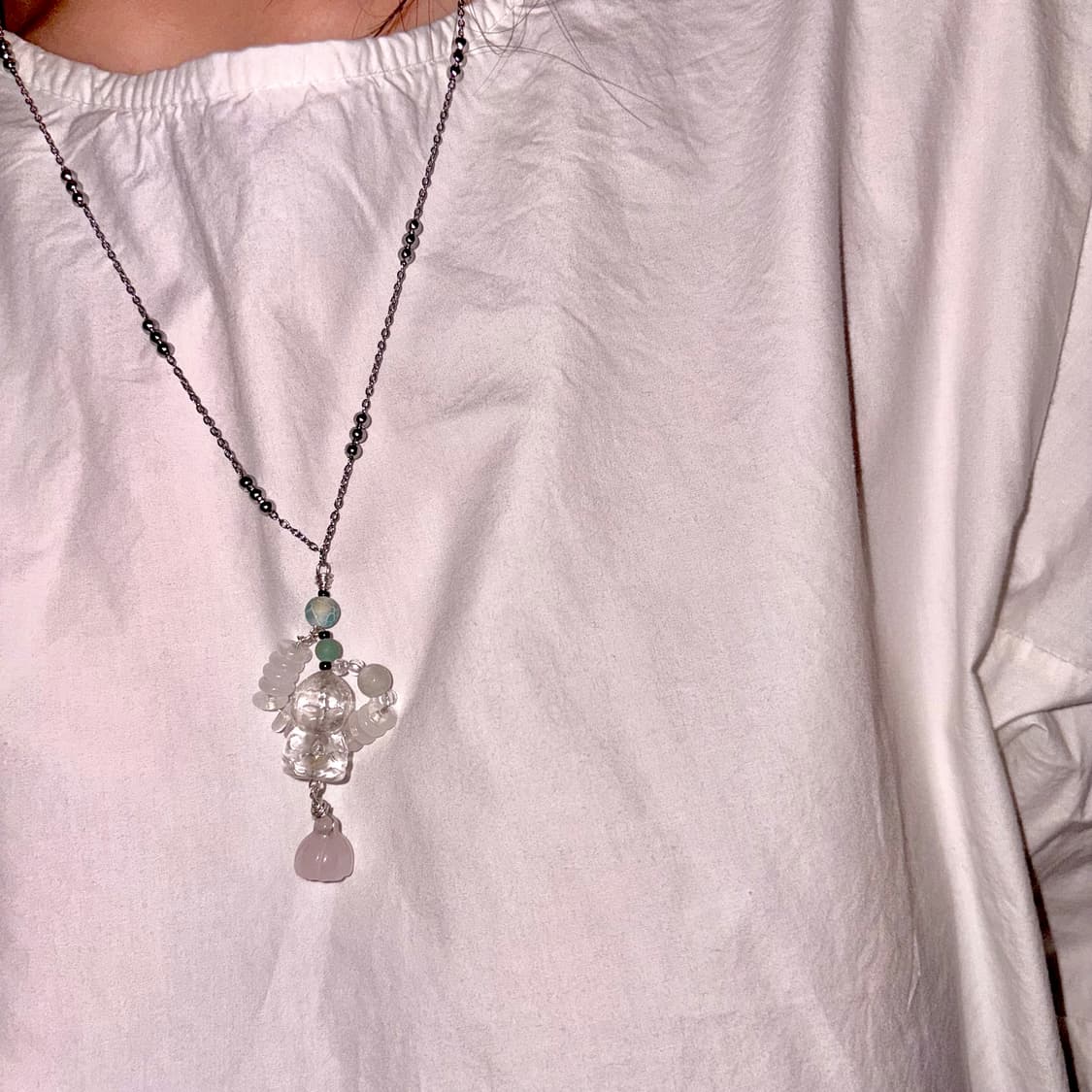 아기 부처 원석 오리엔탈 목걸이 baby Buddha necklace 상품이미지6