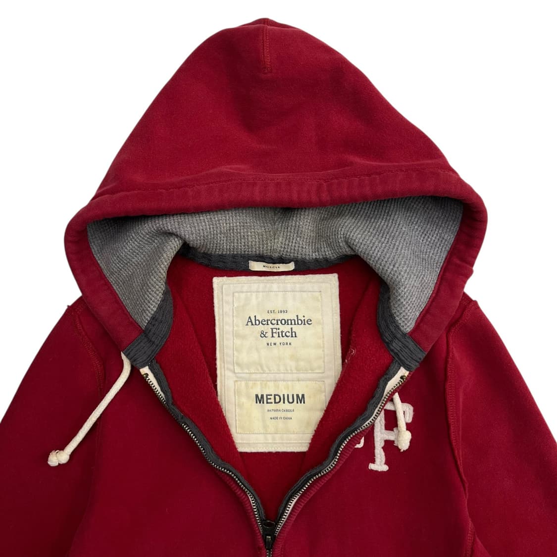 아베크롬비 센터로고 레드 후드집업 M 상품이미지5