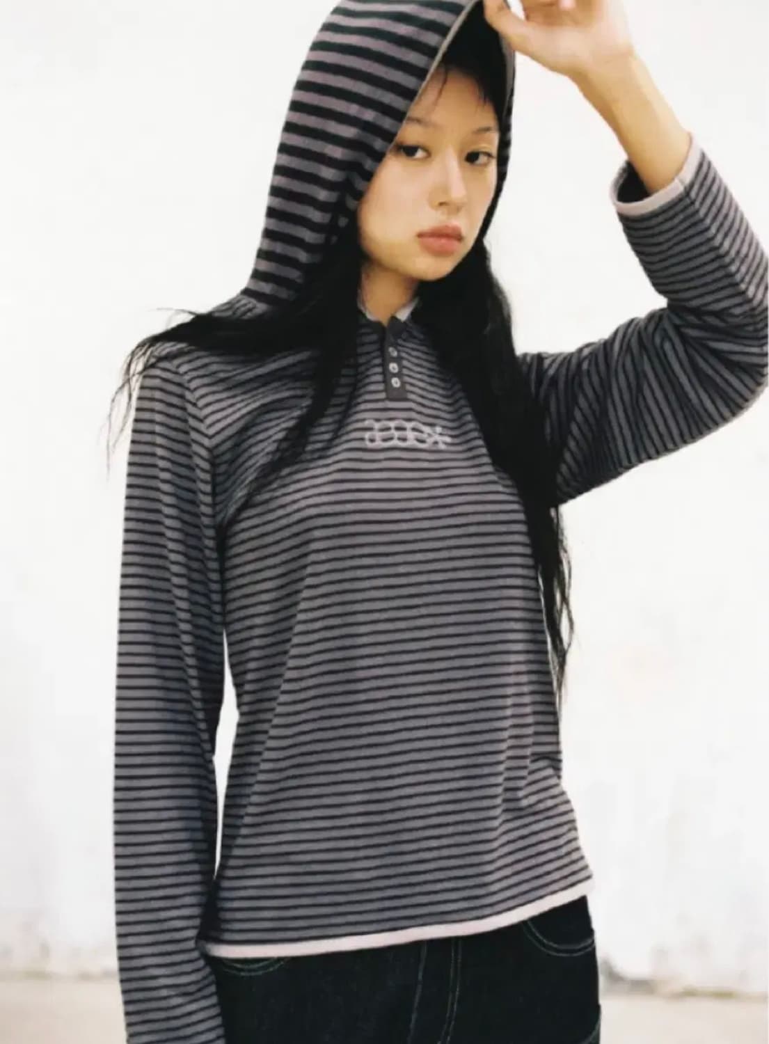 에이이에이이 스트라이프 후드 상품이미지1