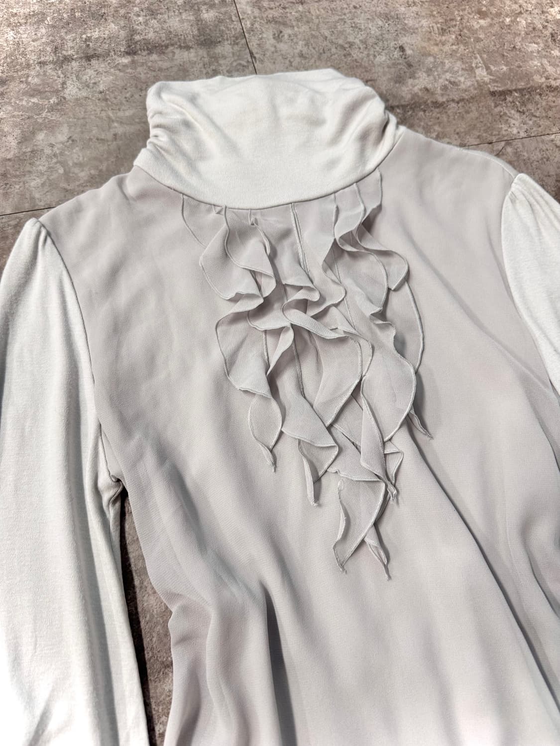 프릴 셔링 폴라 넥 블라우스SET 상품이미지10