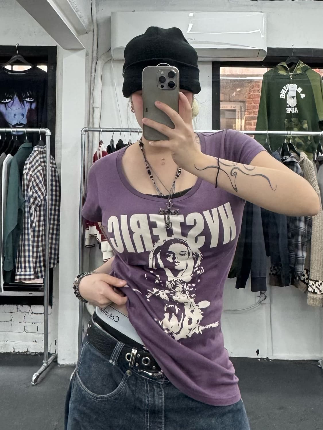 히스테릭 글래머 히스걸 퍼플 반팔티 상품이미지4