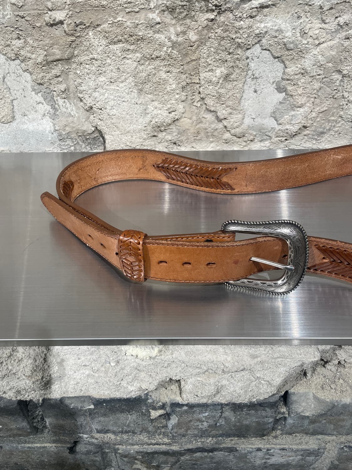 랭글러 브라운 웨스턴 레더 벨트 상품이미지4