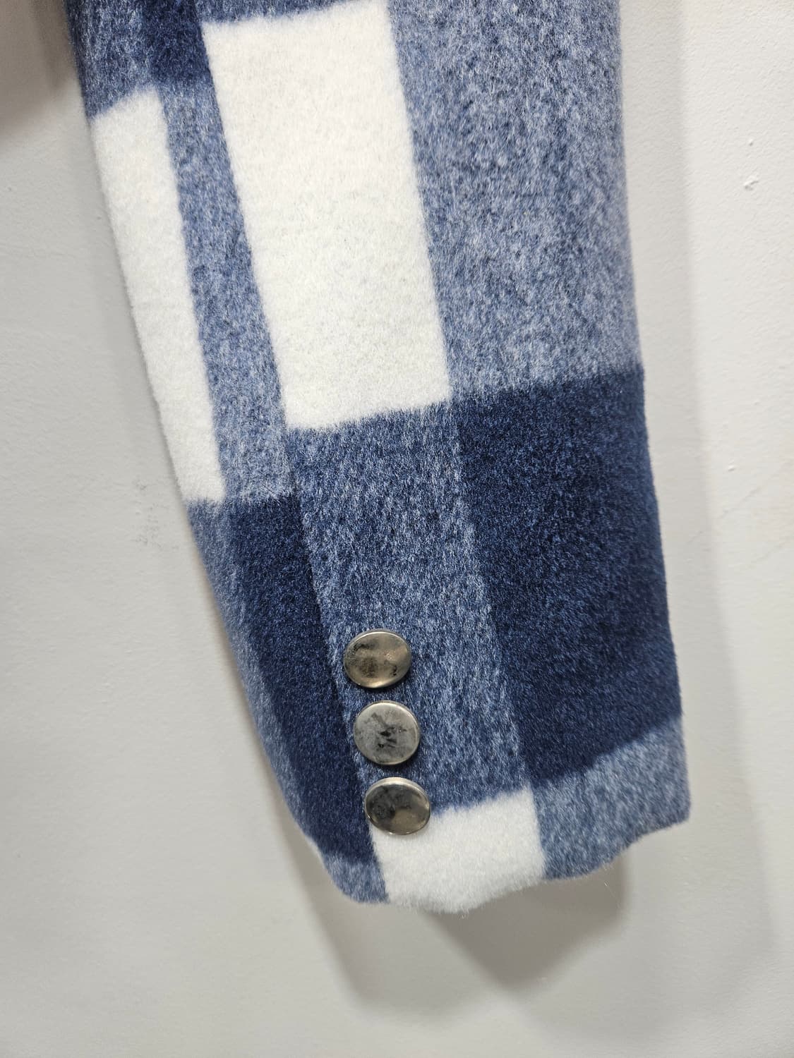 네이비/화이트 체크패턴 크롭자켓 Free 상품이미지4