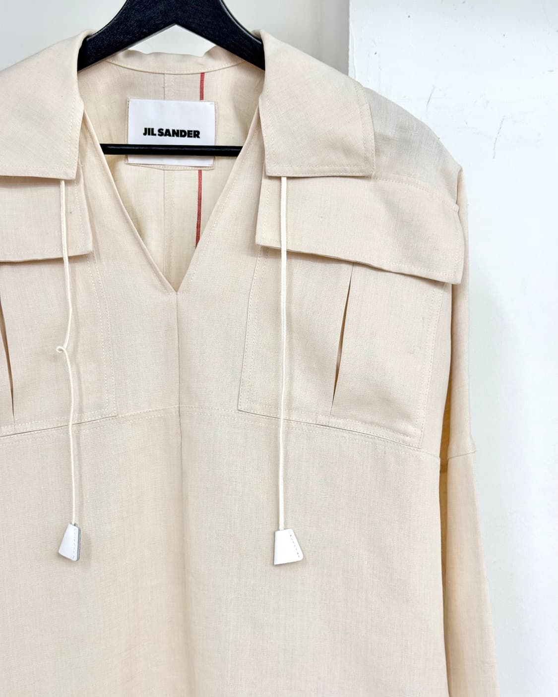 질 샌더 베이지 리넨 스트링 셔츠 상품이미지4