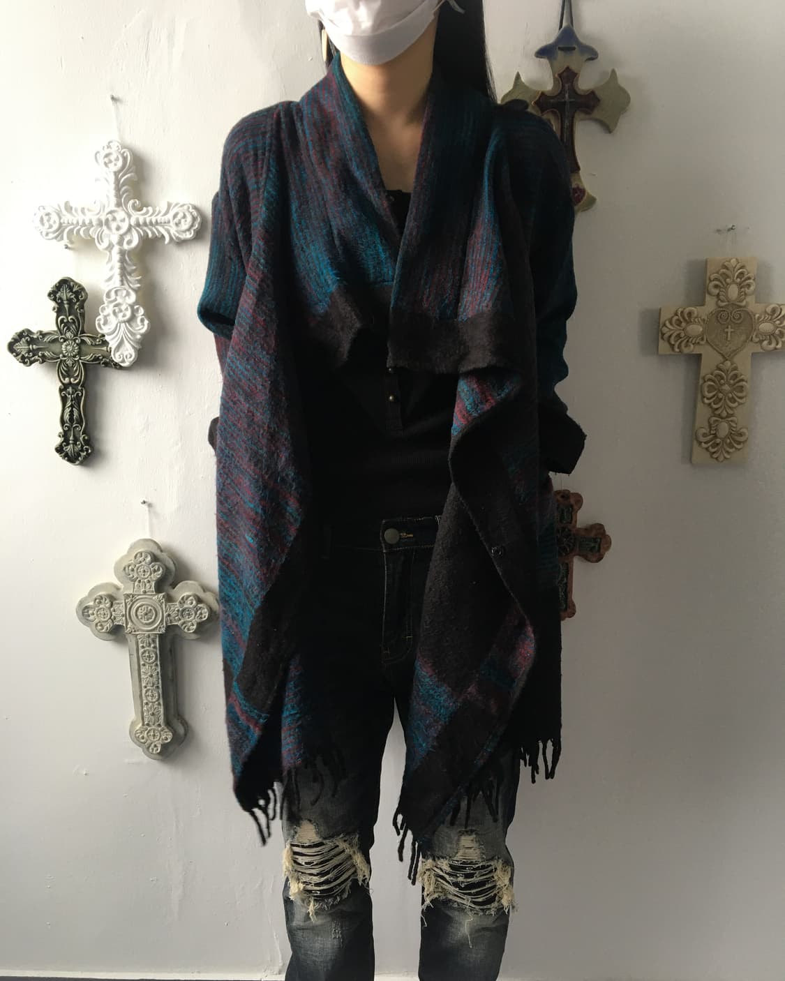 Fringe pattern point high neck caridgan 상품이미지7