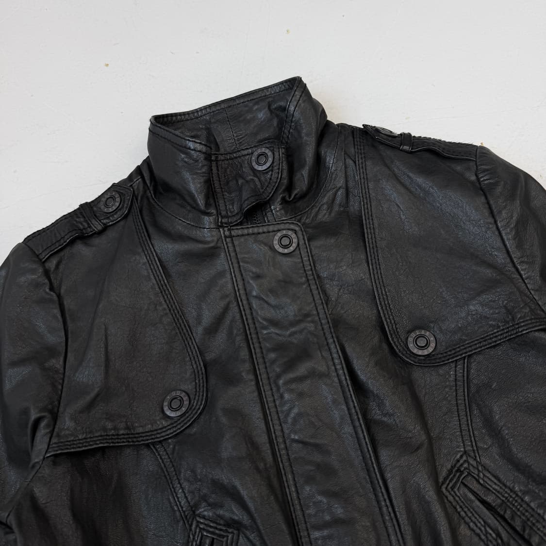 램스킨 양가죽 하이넥 락 시크 크롭 리얼 레더 가죽자켓 상품이미지4