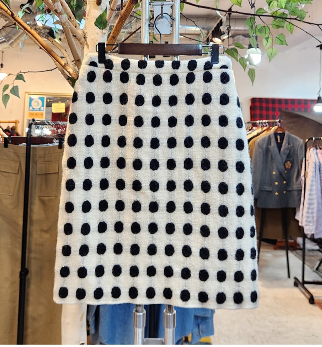 49AV junko shimada 도톰한 울 아이보리 도트 스커트 상품이미지6