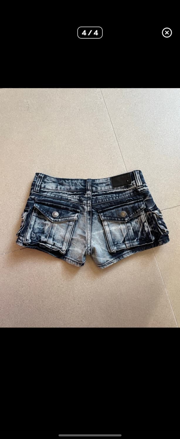 팝걸 빈티지 워싱 데님 카고 쇼츠 반바지 상품이미지4