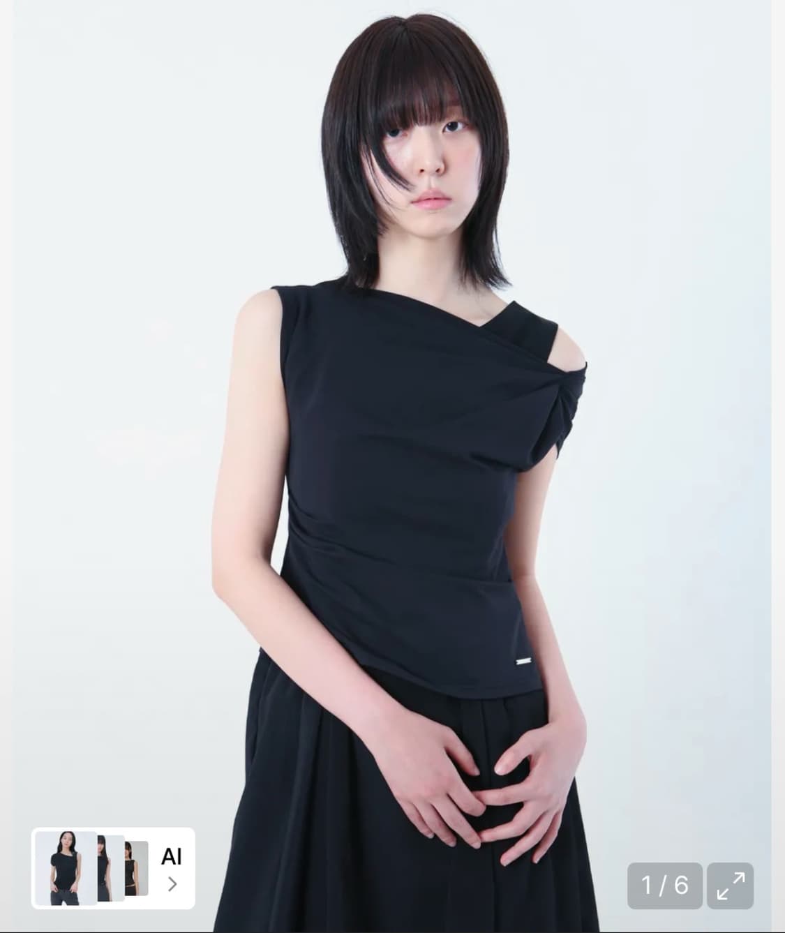 (미세키서울) Slanted sleeveless top BLACK 상품이미지1