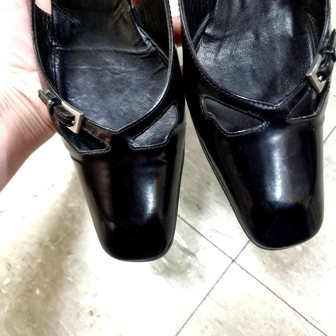 프라다 PRADA 에나멜 샌들 구두 슬링백 슈즈 키튼힐 (230/36) 상품이미지6