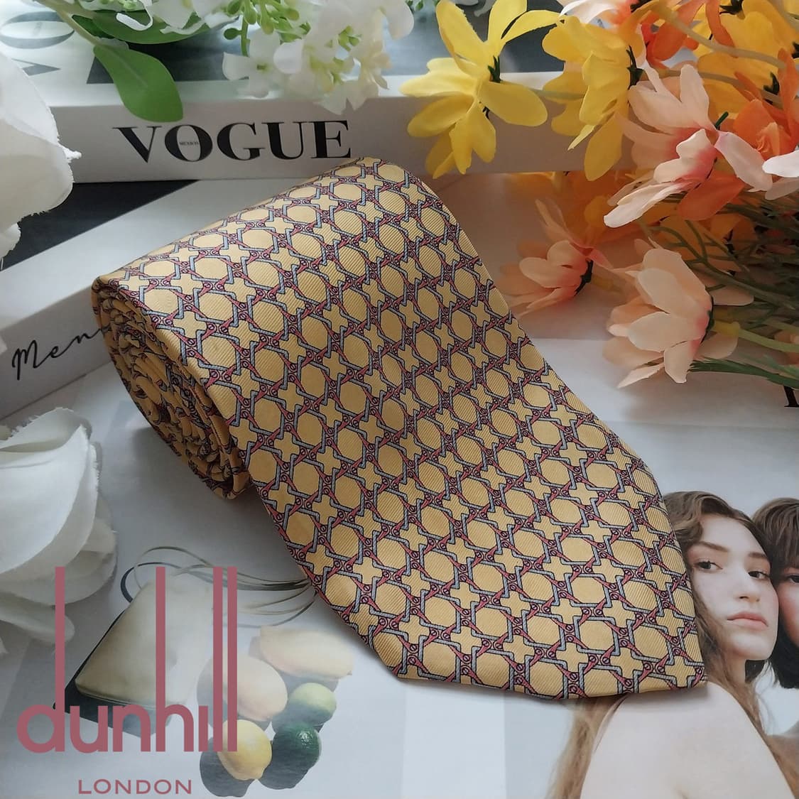 던힐 실크 옐로우 기하 패턴 넥타이 10cm A등급 K1674
 상품이미지2