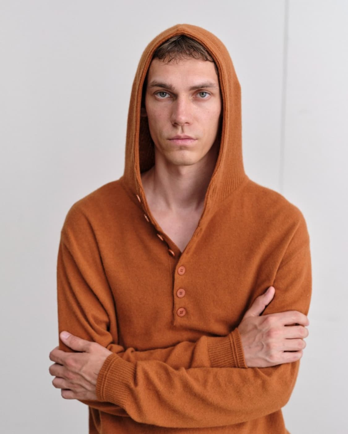 M) colorcolor button hoodie orange 상품이미지1