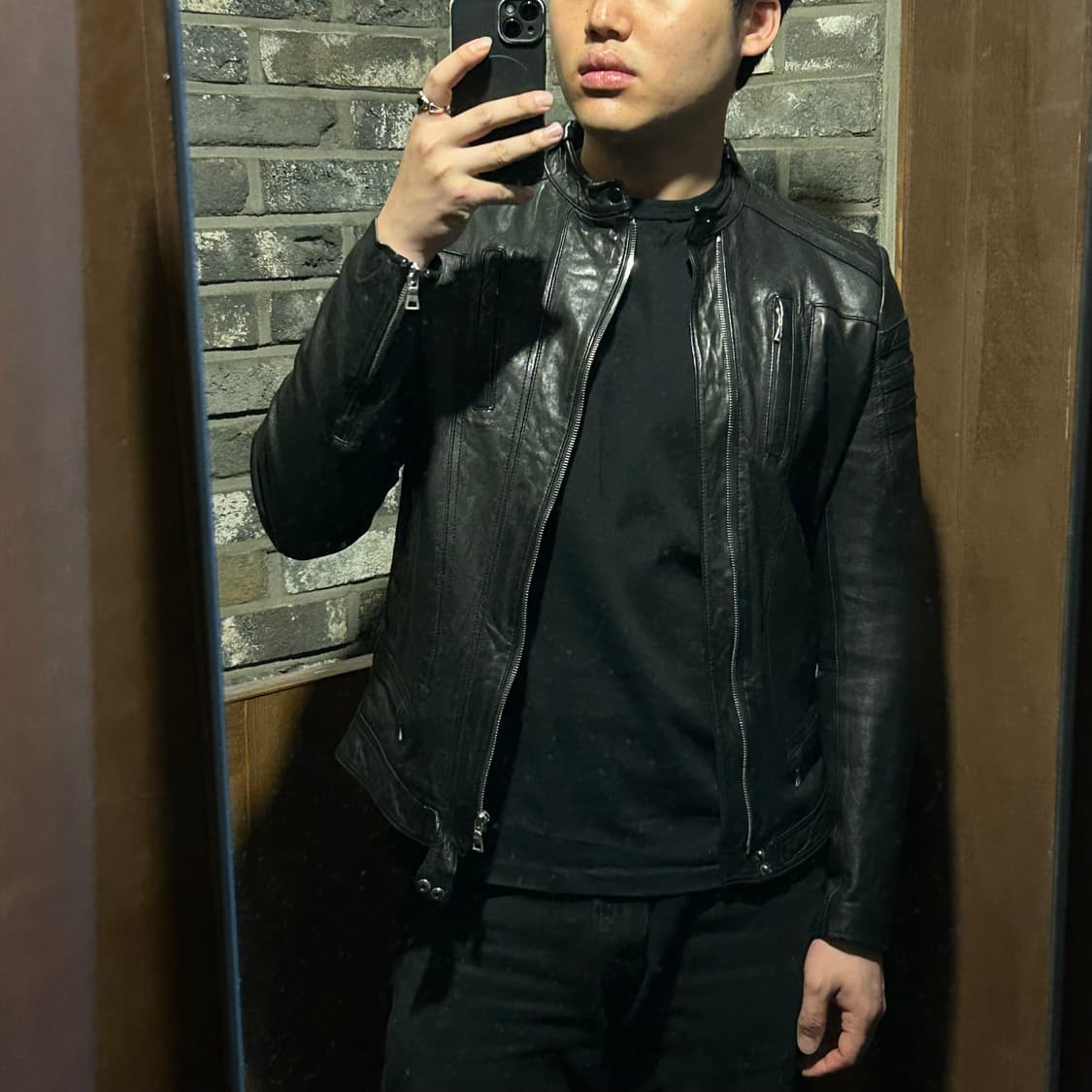 L) 이태리 램스킨 양가죽 멀티 포켓 싱글 라이더 자켓 상품이미지10