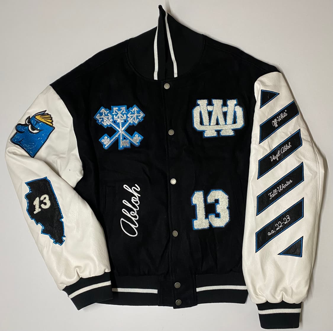 오프화이트 로고 패치 바시티 자켓 상품이미지1