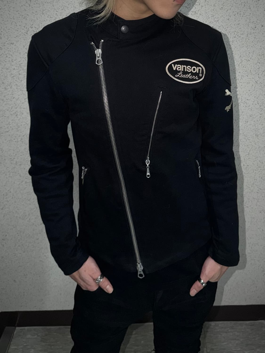 vanson 투웨이 지퍼 스컬 자수 라이더 자켓 상품이미지2