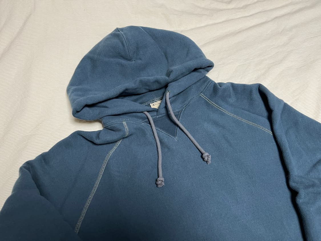 챔피온 X 카키스 클럽 후드 티셔츠 Tint Navy 라지사이즈 상품이미지3