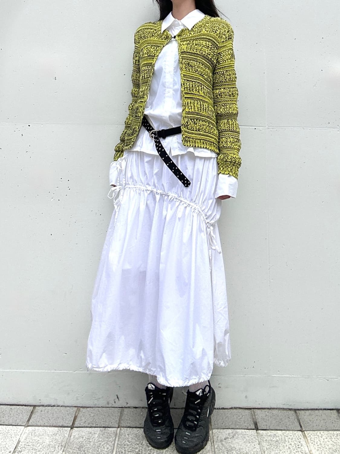 Bee cable open cardigan / neon yellow 상품이미지1