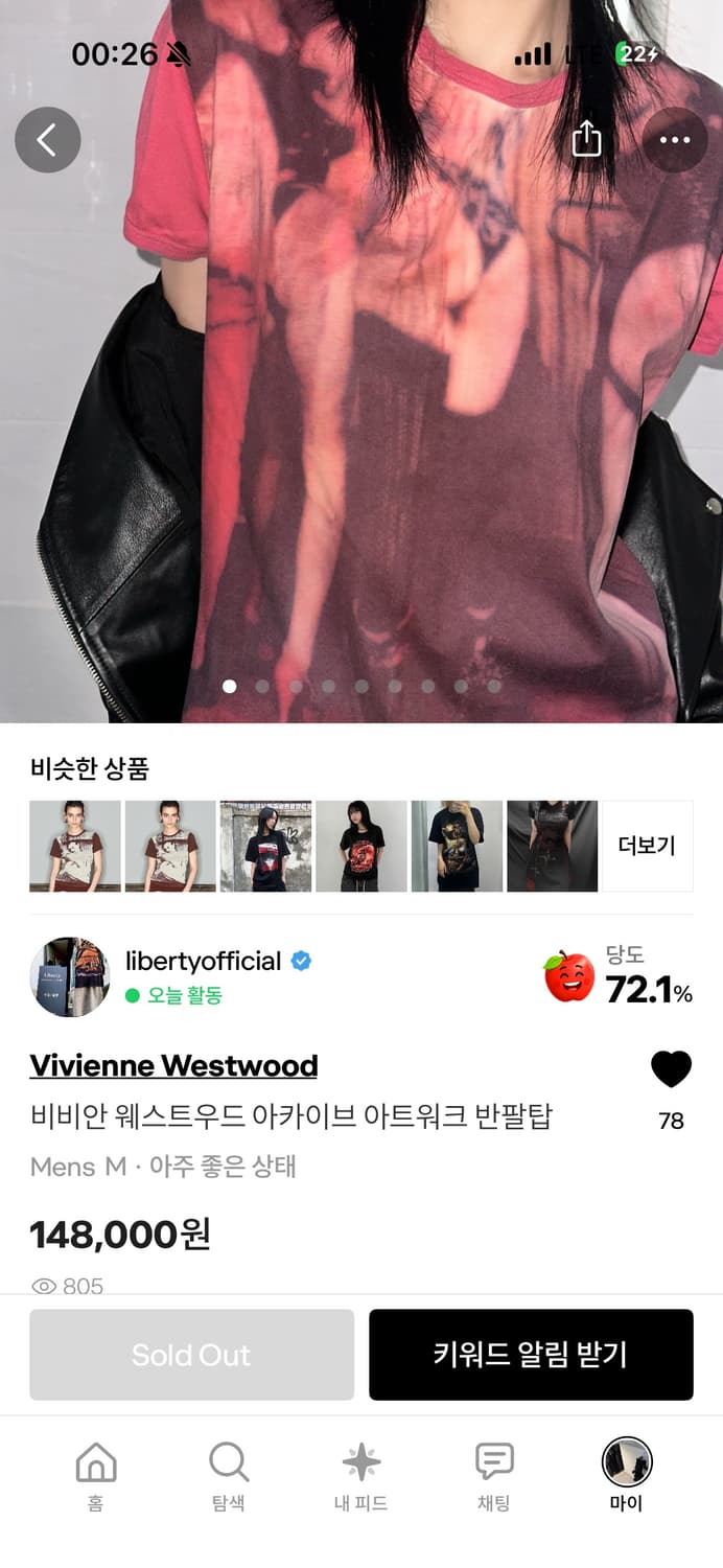 비비안 웨스트우드 아카이브 아트워크 반팔 탑 상품이미지3
