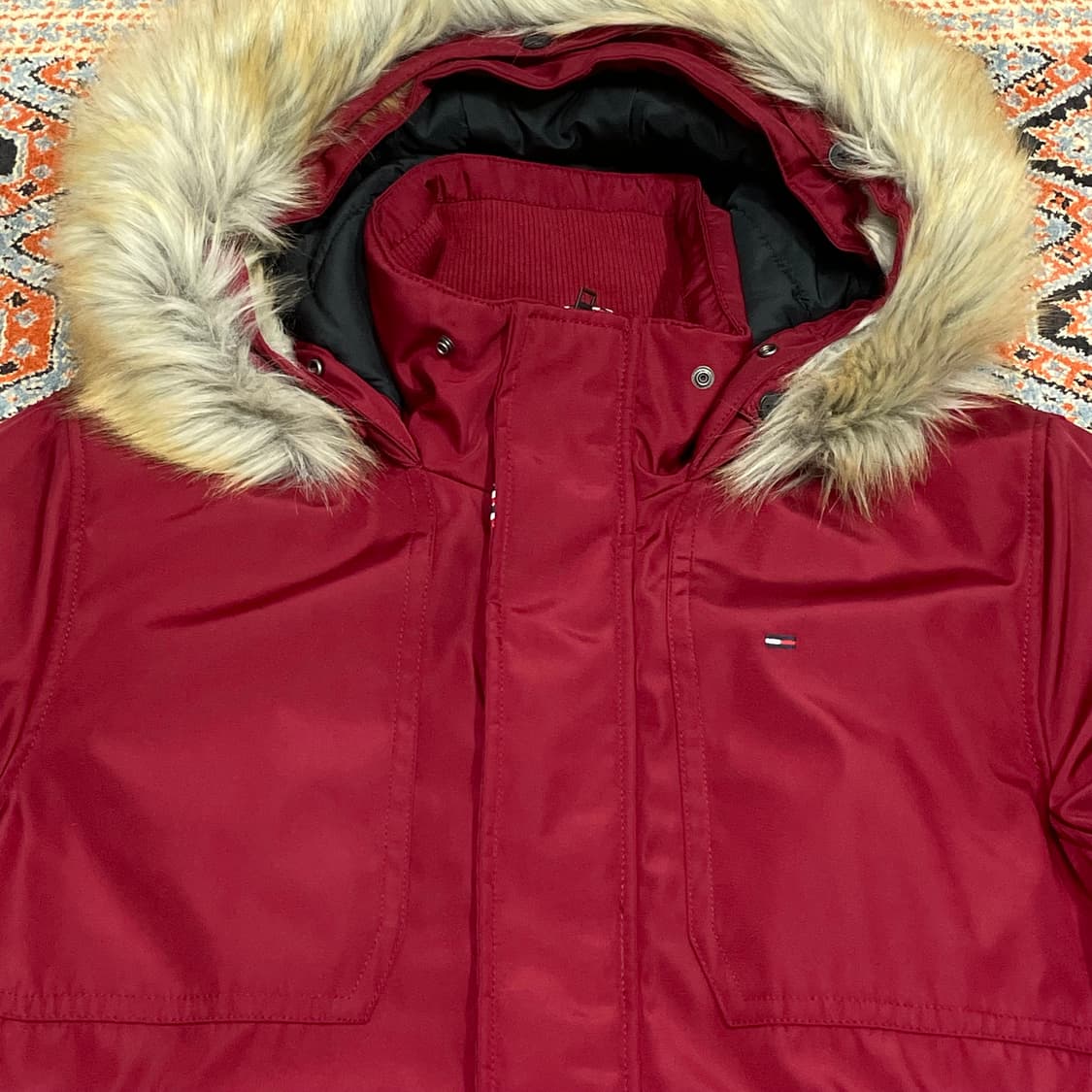 타미힐피거 레드 폴리 후드퍼 패딩 여성XL 상품이미지2