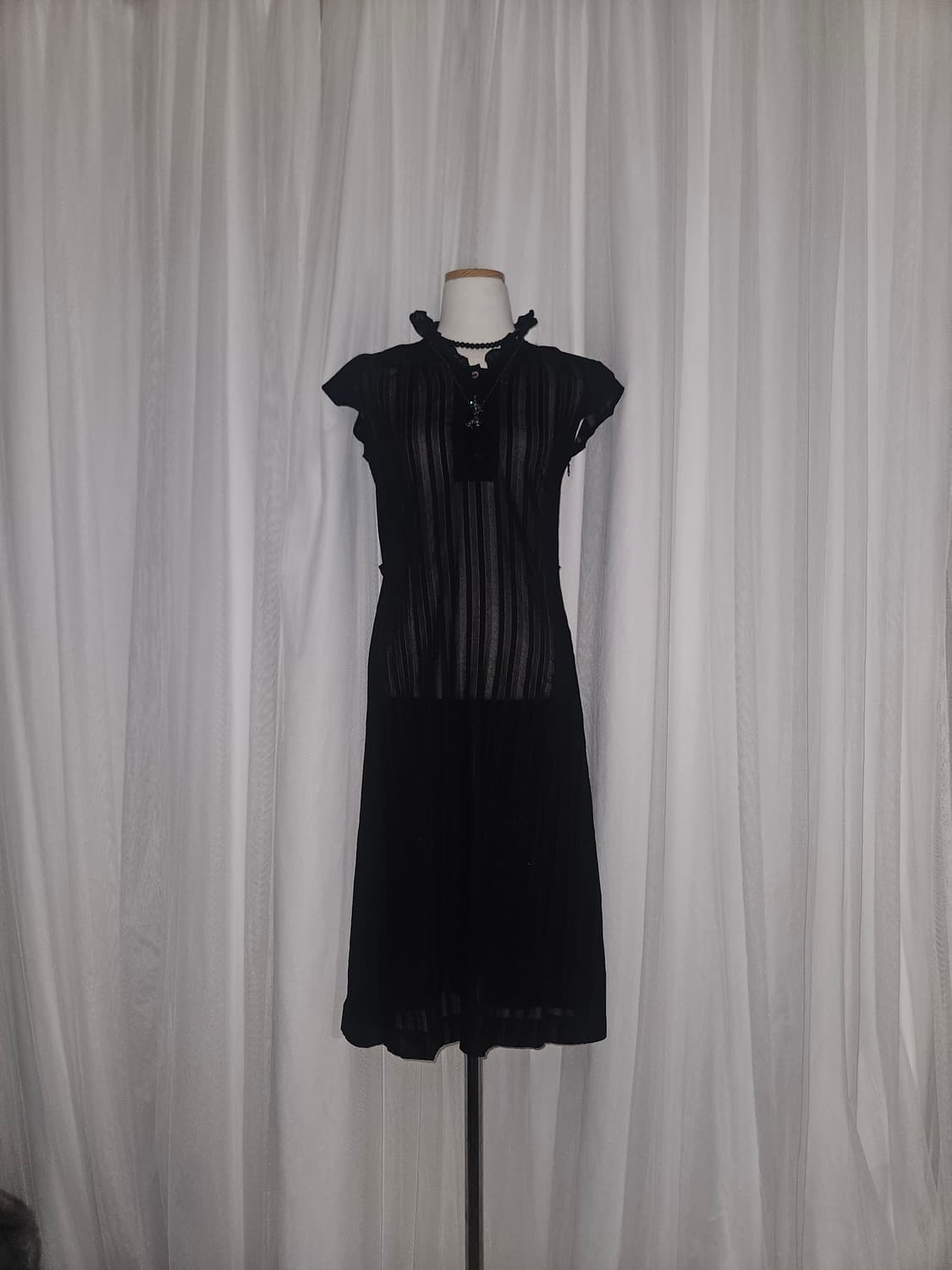 Hampstead 미드나잇 스트라이프 레이스  드레스 상품이미지1