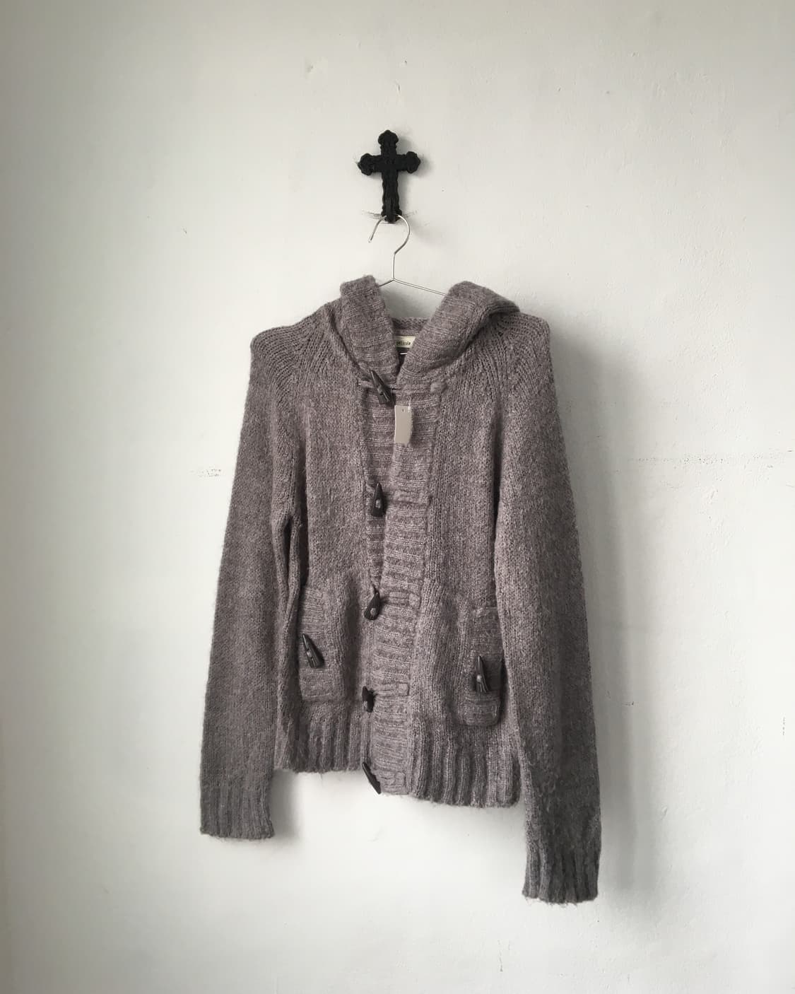 Duffle button hood knit cardigan 상품이미지2