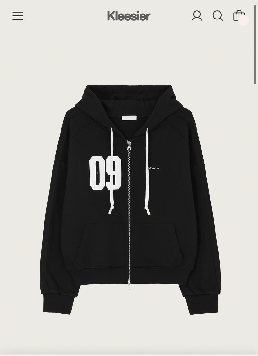 클리시어 클래식 09 넘버링 후드집업 블랙 상품이미지1