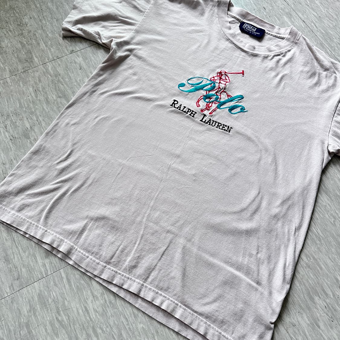 90s 폴로 랄프로렌 자수 로고 반팔티 MADE IN USA 상품이미지4