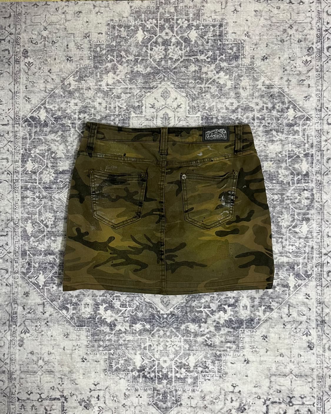 Y2K Camo Patchwork Military Mini Skirt 상품이미지4