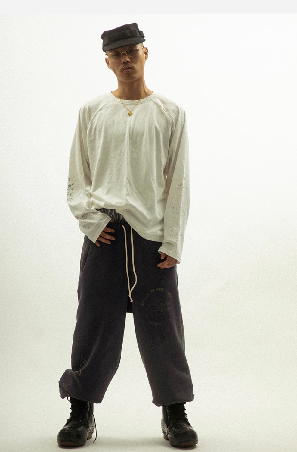 게더레이지 더블 레이어링 빈티지 롱 슬리브 화이트 1 상품이미지1