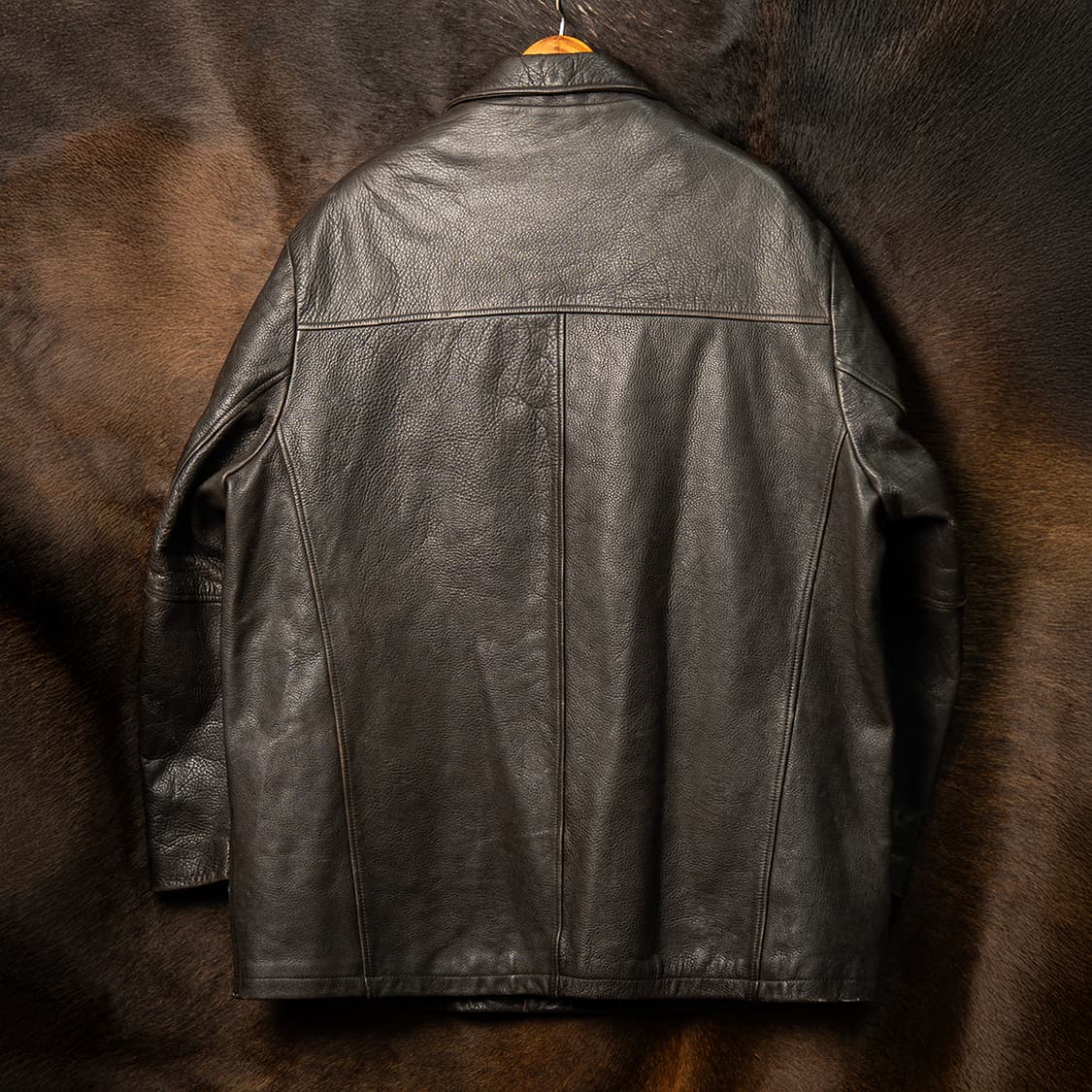 [115] 90s 케네스콜 카우스킨 리얼 레더 카코트 다크 브라운  상품이미지5