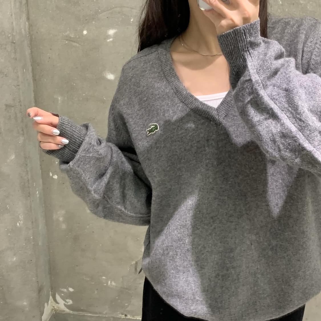 Lacoste 라코스테 그레이 브이넥 니트 상품이미지2