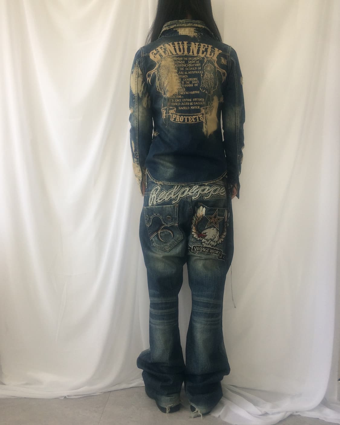 Back needle work washing denim shirt 상품이미지7