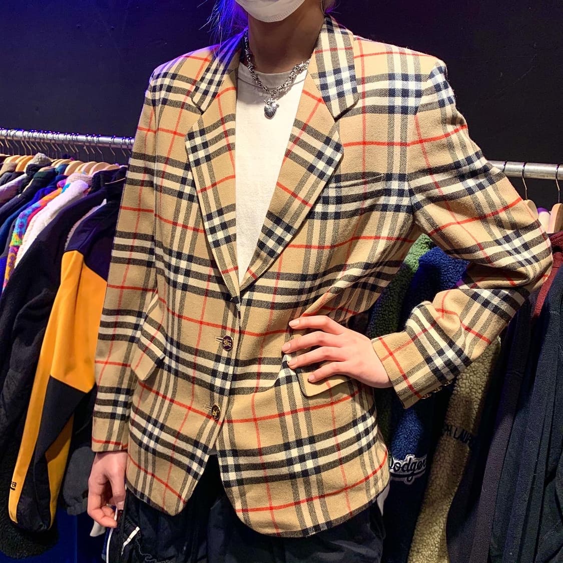 버버리 90s 오리지널 노바 체크 블레이져 상품이미지1