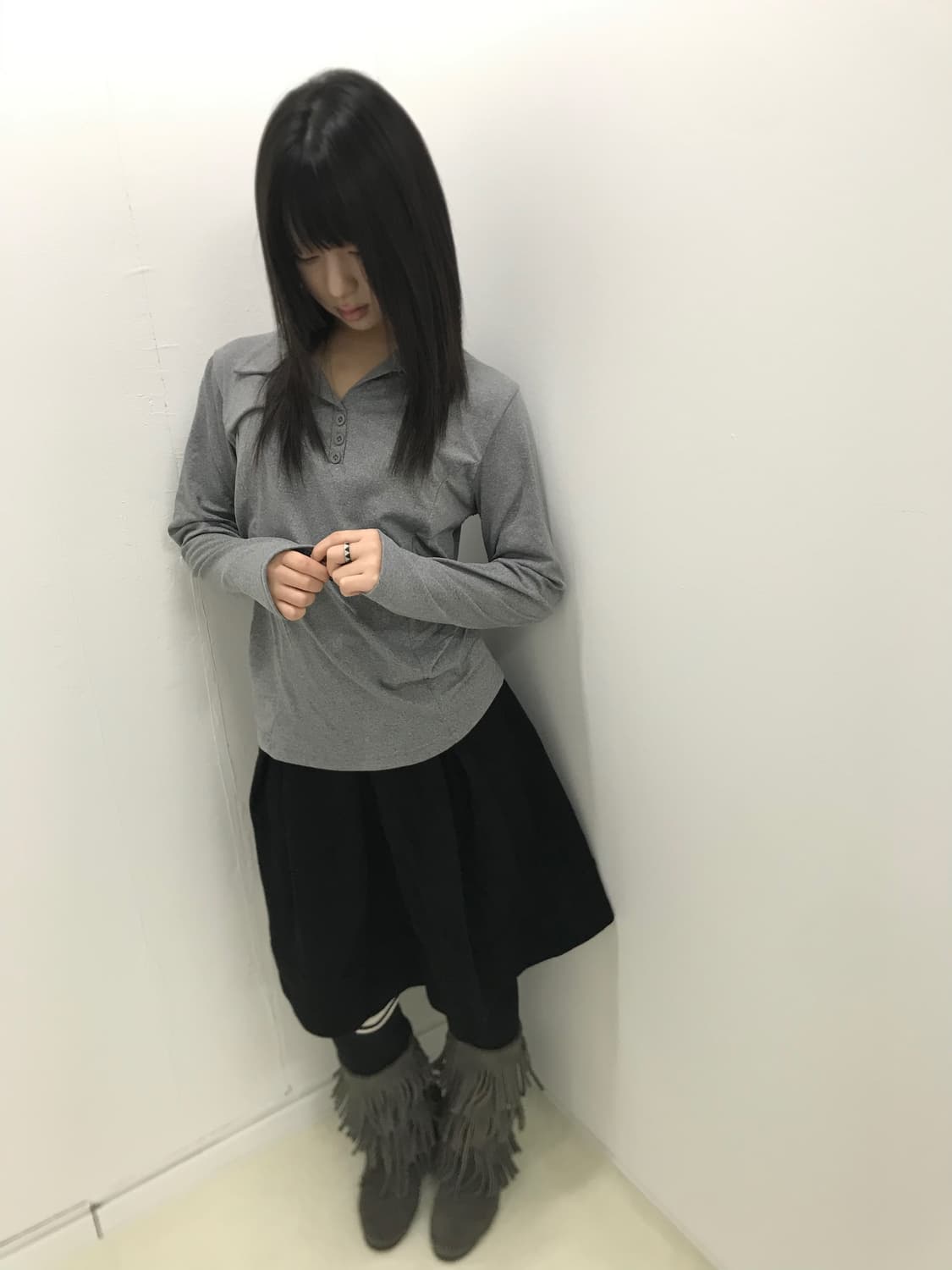 Line point grey collar loose fit sleeve 상품이미지2