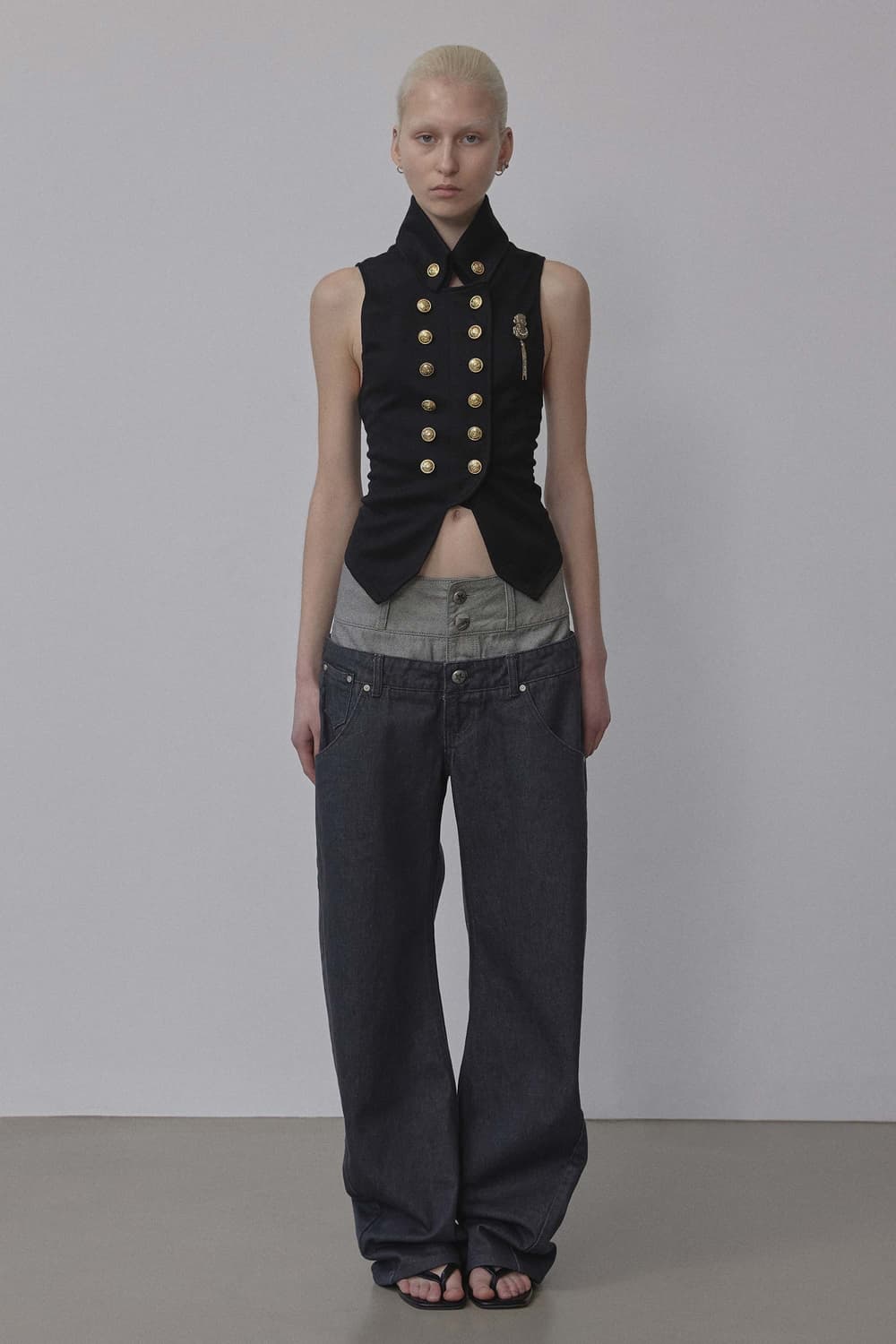 스컬프터 Beaded Layered Denim Pants 상품이미지1