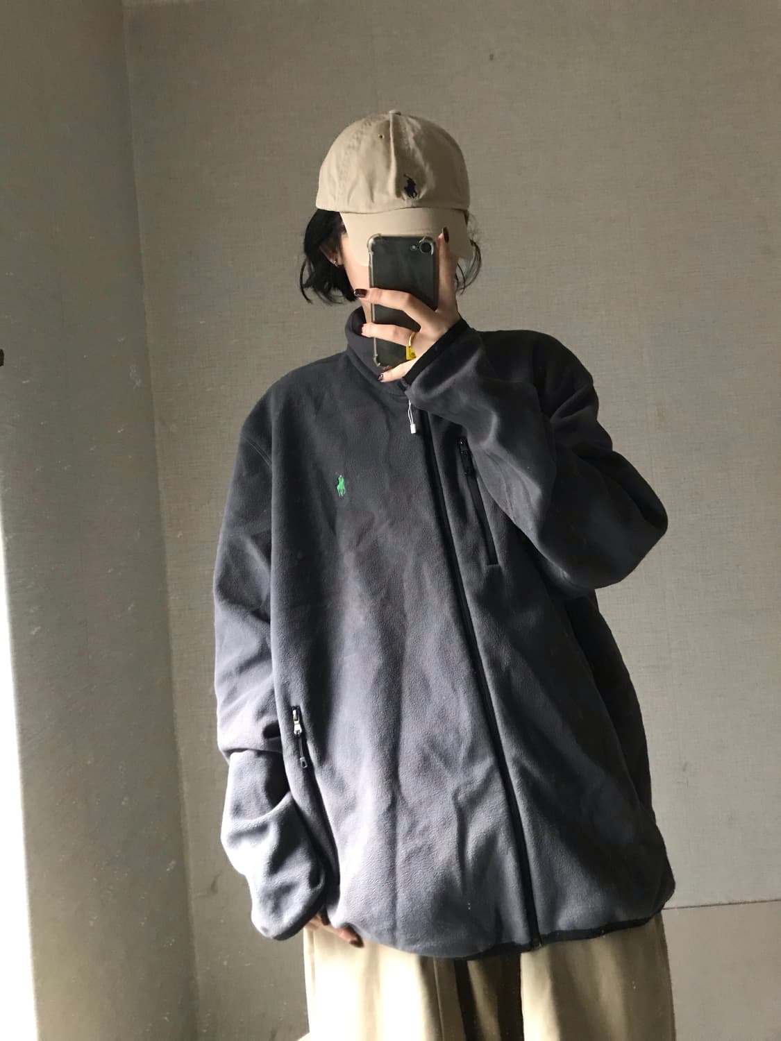 폴로 그레이 오버핏 후리스 상품이미지3