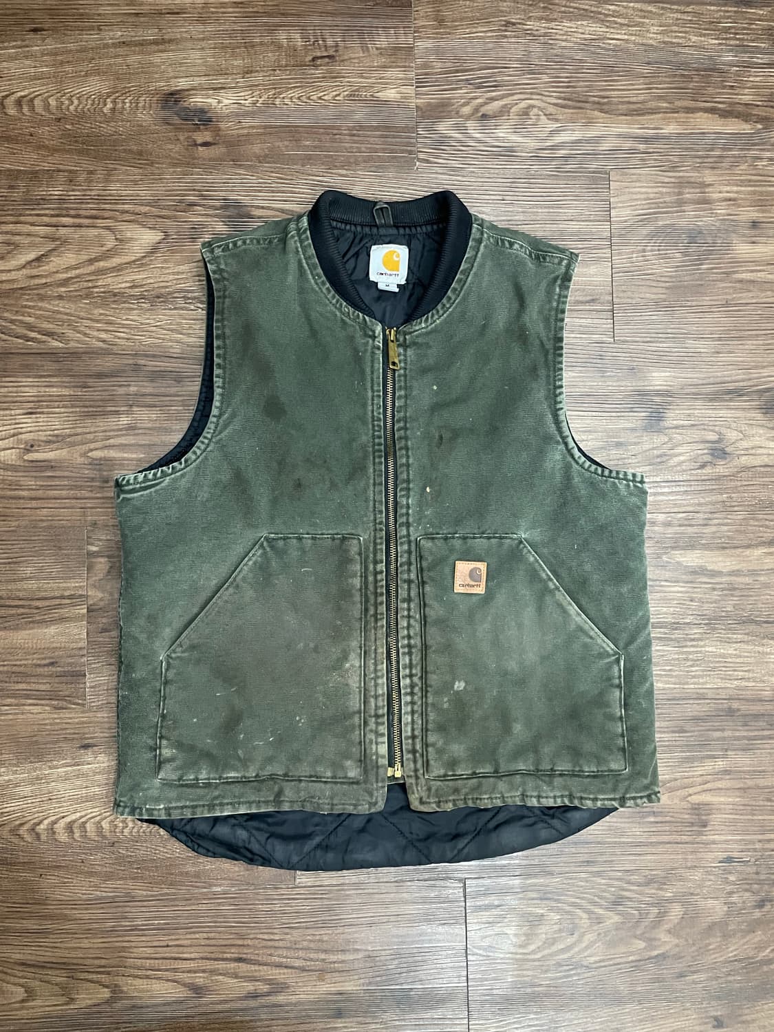 90s 칼하트 모스그린 V02 덕 캔버스 워크 베스트 상품이미지1