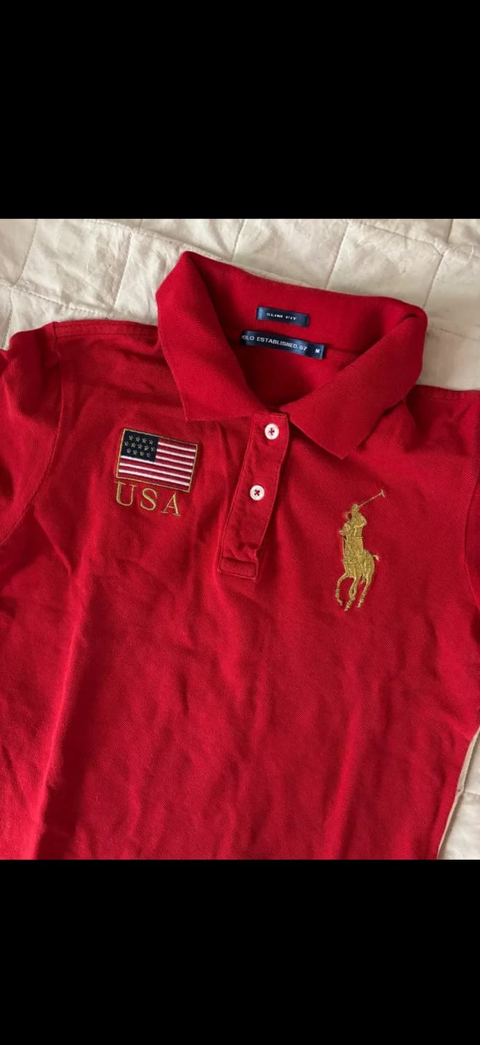 폴로 랄프로렌 레드 성조기 빅포니 카라셔츠 상품이미지1