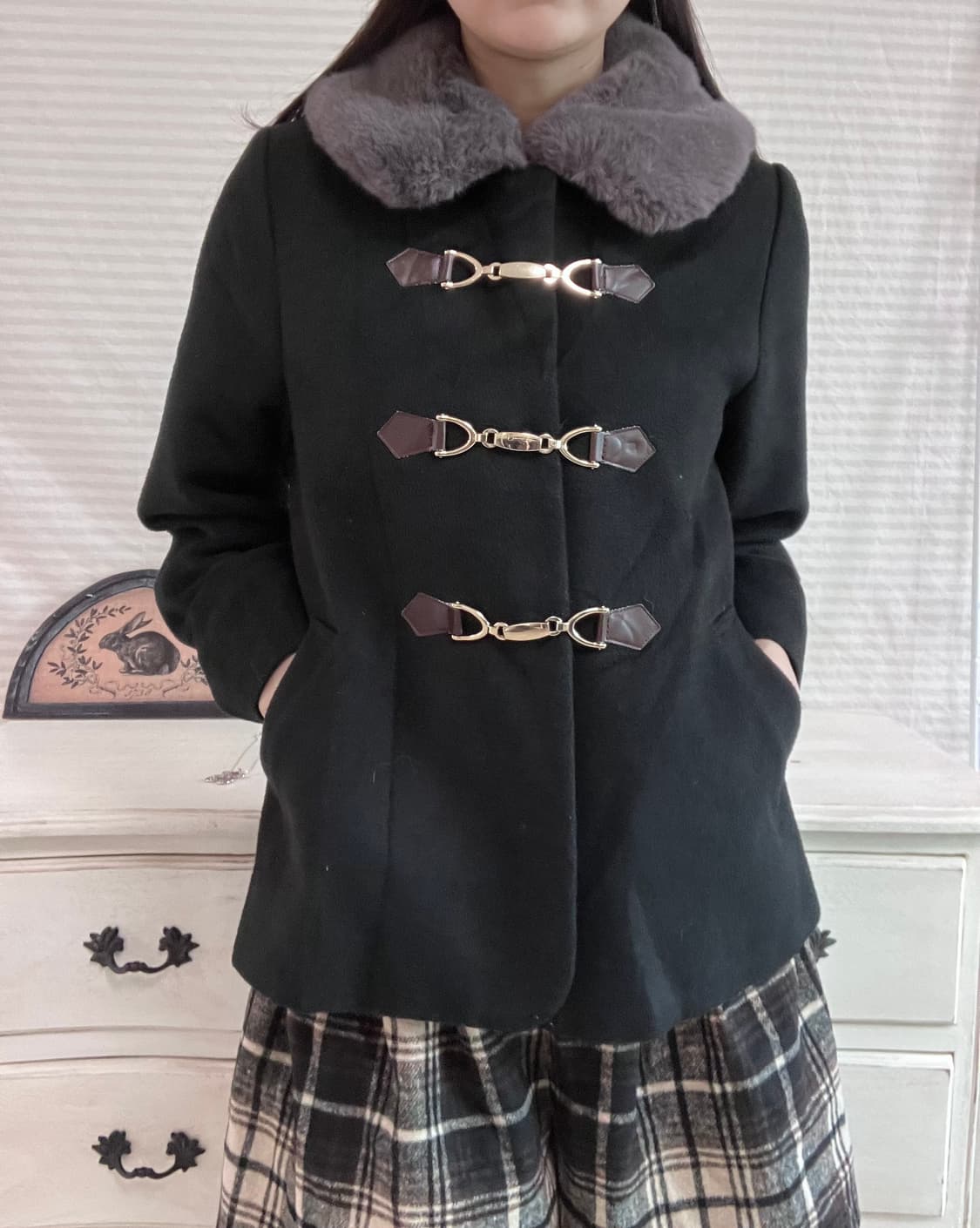 jpn vintage 블랙 버클 숏 코트 y2k 스트릿 갸루 펑키 일본빈 상품이미지1