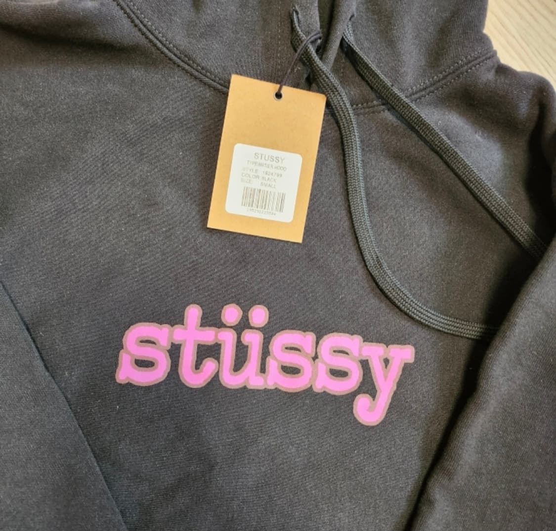 (새상품) 스투시 Typewriter 후드티 블랙 S 상품이미지2