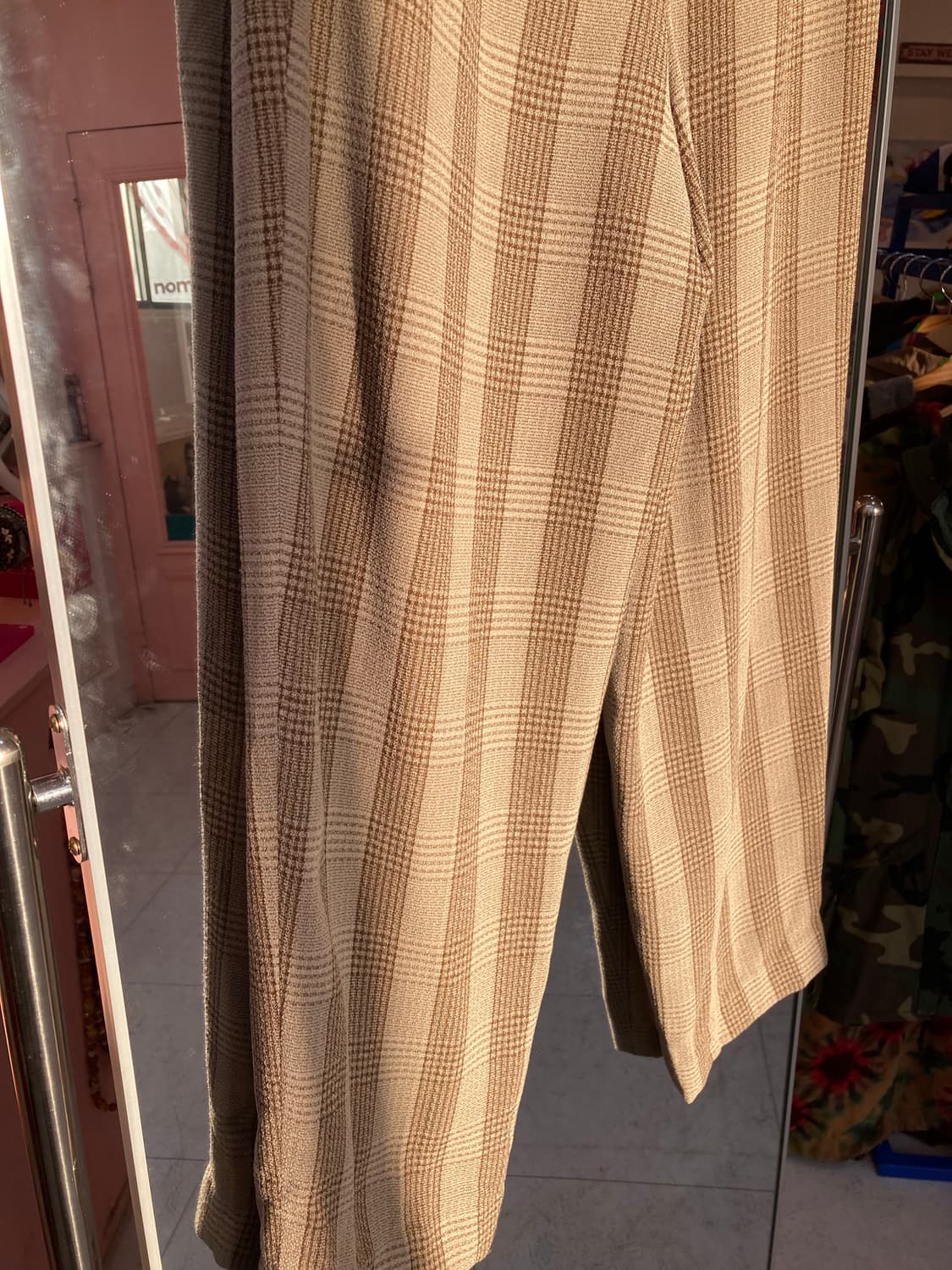 빈티지 베이지 체크 팬츠 상품이미지7