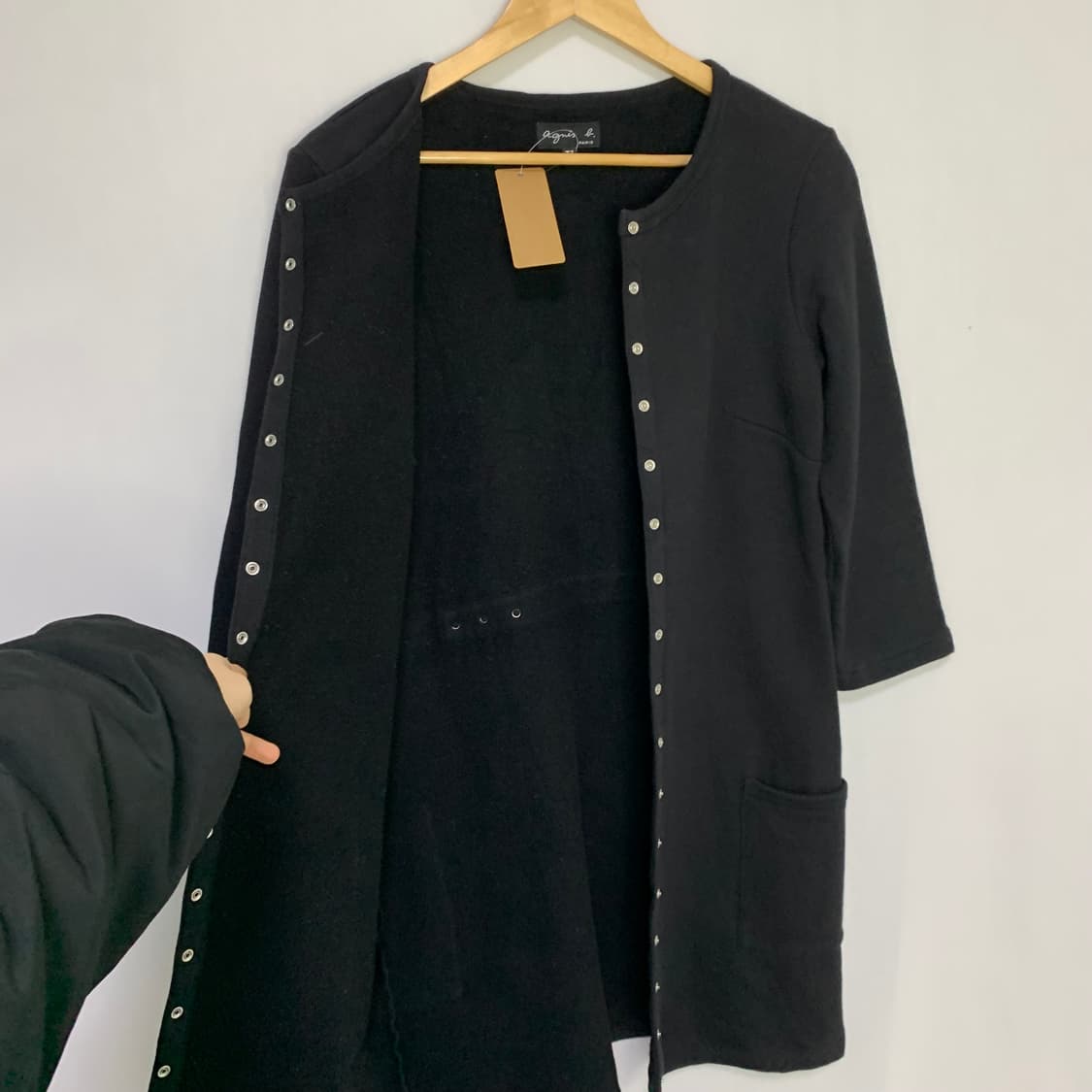 아네스베 7부 소매 블랙 버튼 미디 원피스 S 무채색 일본 빈티지 상품이미지7