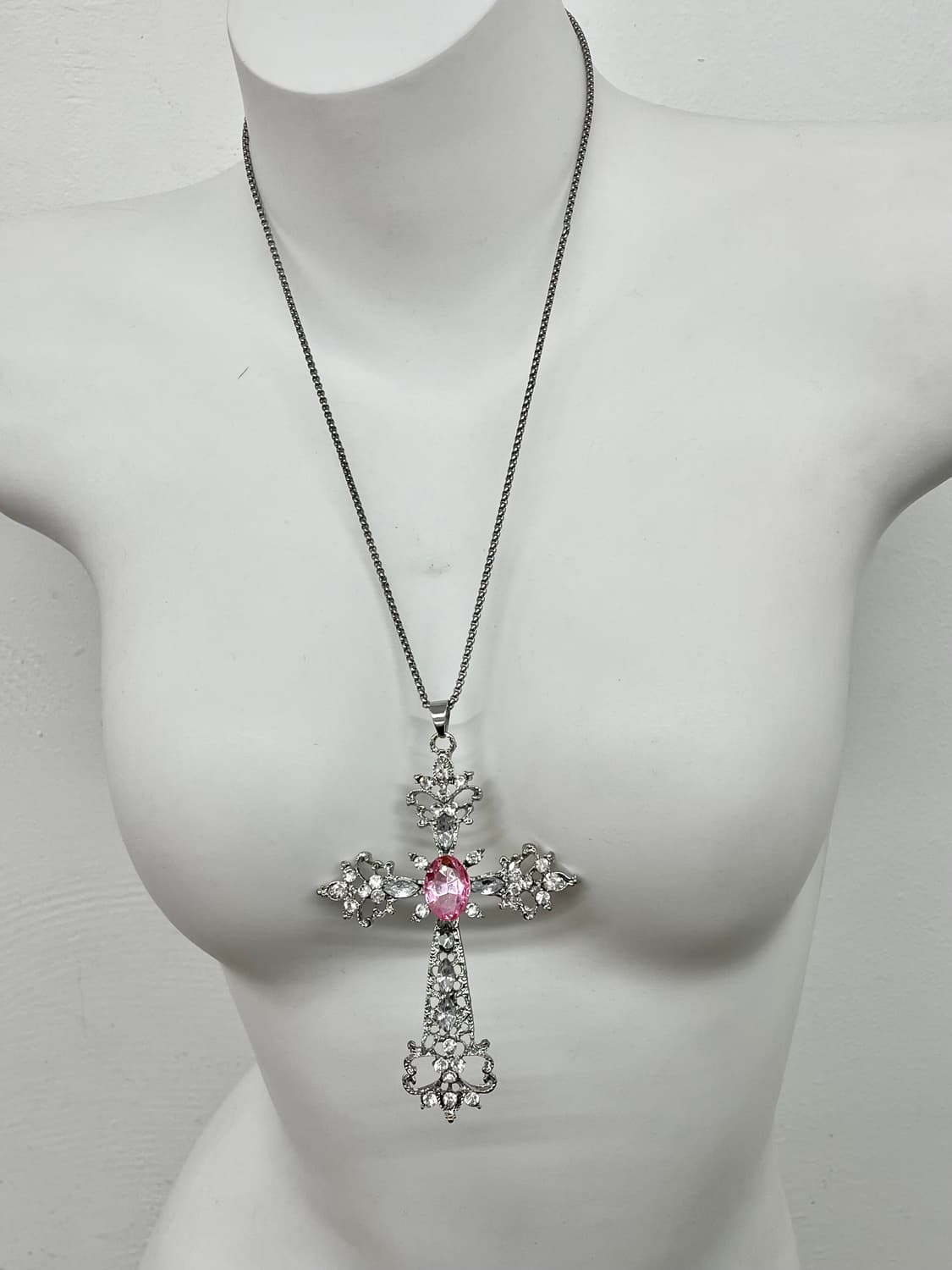 키치 큐빅 십자가 네크리스 상품이미지1