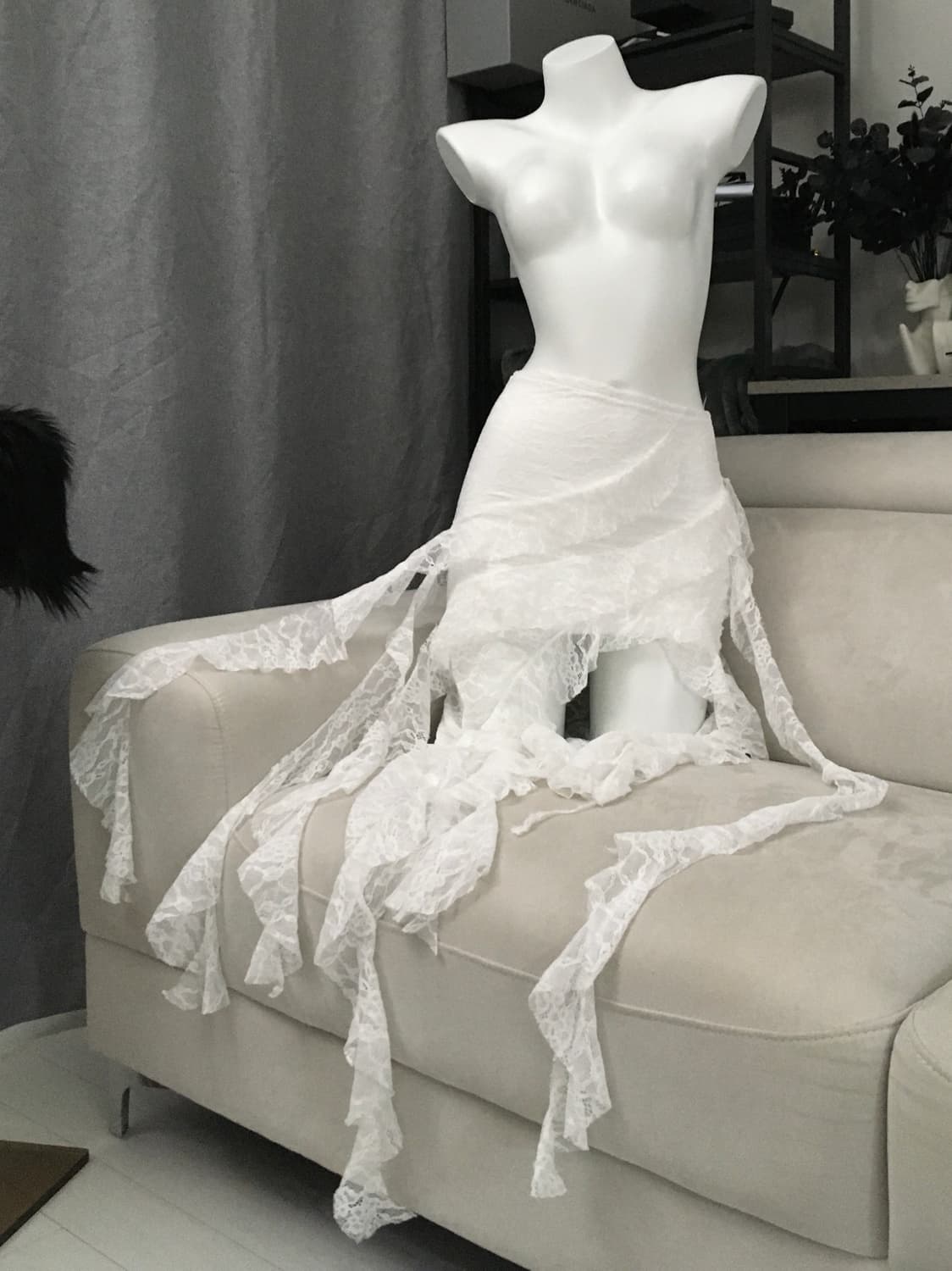 ༒ white lace long skirt 상품이미지1