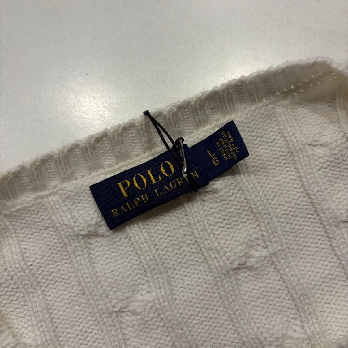 [L] 폴로 랄프로렌 케이블 꽈배기 니트 화이트 D178 상품이미지5